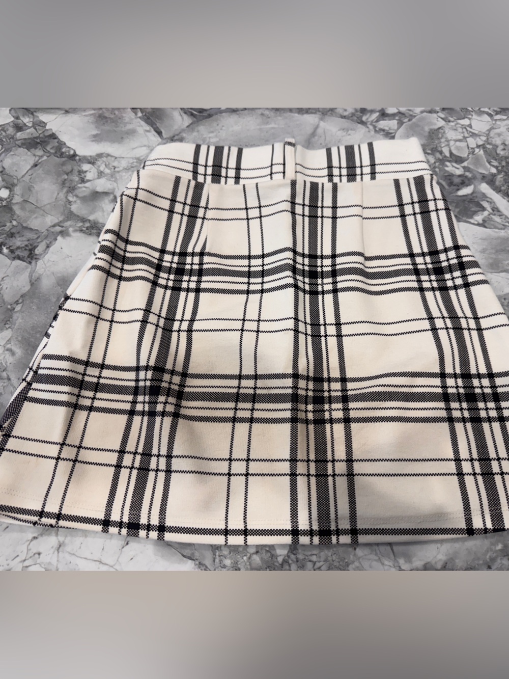 Zara Cream and Black Plaid Circle Skirt